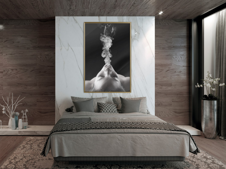 Wall Poster Smoke Cloud - black and white female face with smoke coming out of mouth 123615 additionalImage 5
