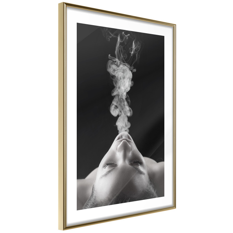Wall Poster Smoke Cloud - black and white female face with smoke coming out of mouth 123615 additionalImage 6