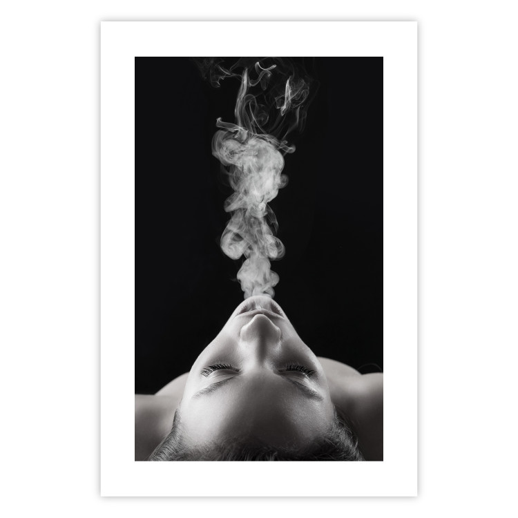 Wall Poster Smoke Cloud - black and white female face with smoke coming out of mouth 123615 additionalImage 16