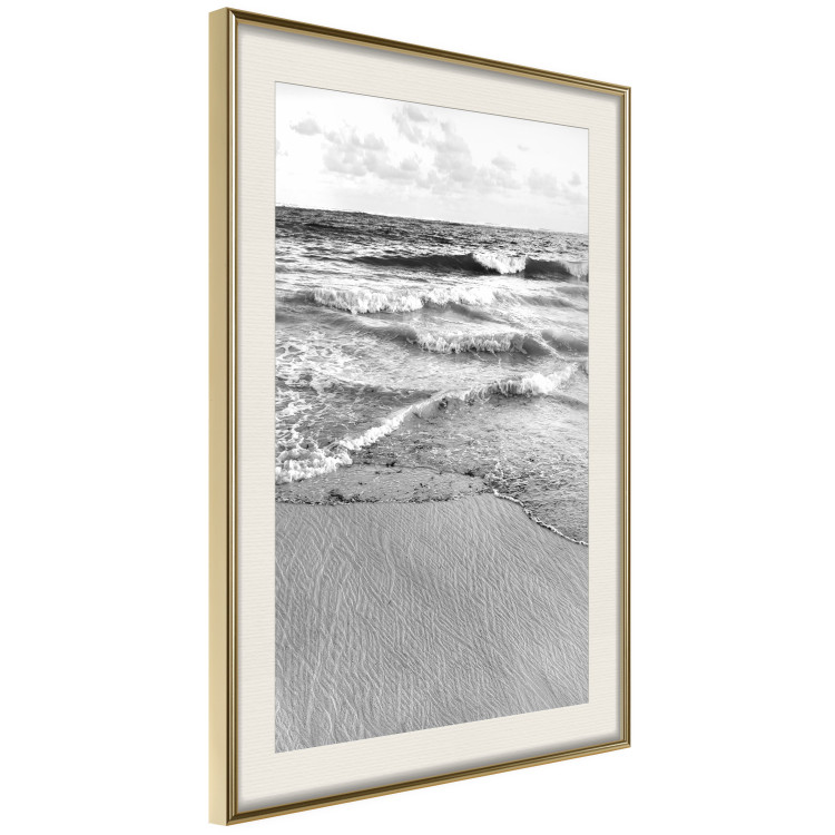 Poster Gentle Waves - seascape landscape of sea and beach in black and white motif 123815 additionalImage 2