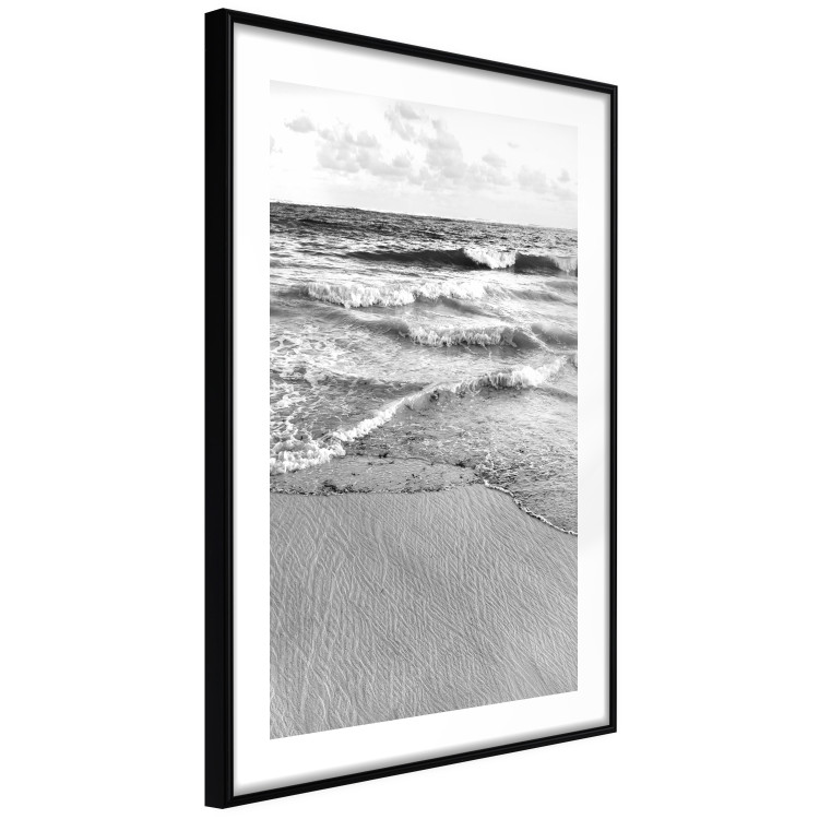 Poster Gentle Waves - seascape landscape of sea and beach in black and white motif 123815 additionalImage 11