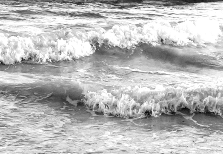 Poster Gentle Waves - seascape landscape of sea and beach in black and white motif 123815 additionalImage 9