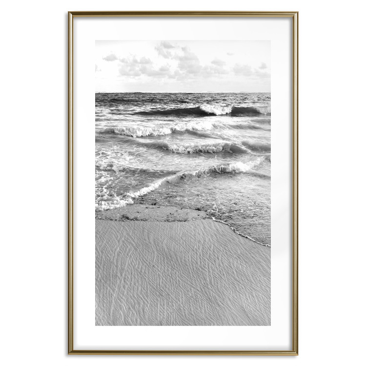 Poster Gentle Waves - seascape landscape of sea and beach in black and white motif 123815 additionalImage 14