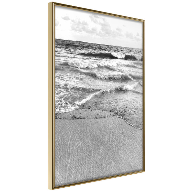 Poster Gentle Waves - seascape landscape of sea and beach in black and white motif 123815 additionalImage 12