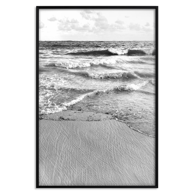 Poster Gentle Waves - seascape landscape of sea and beach in black and white motif 123815 additionalImage 18