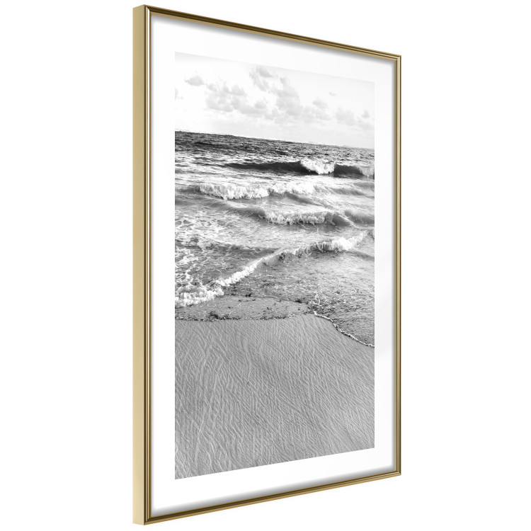 Poster Gentle Waves - seascape landscape of sea and beach in black and white motif 123815 additionalImage 6