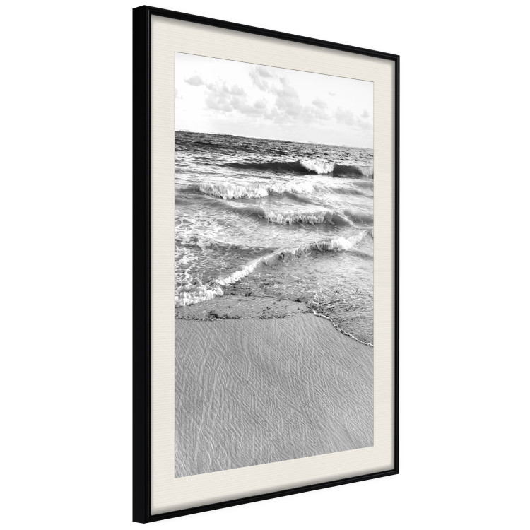 Poster Gentle Waves - seascape landscape of sea and beach in black and white motif 123815 additionalImage 3