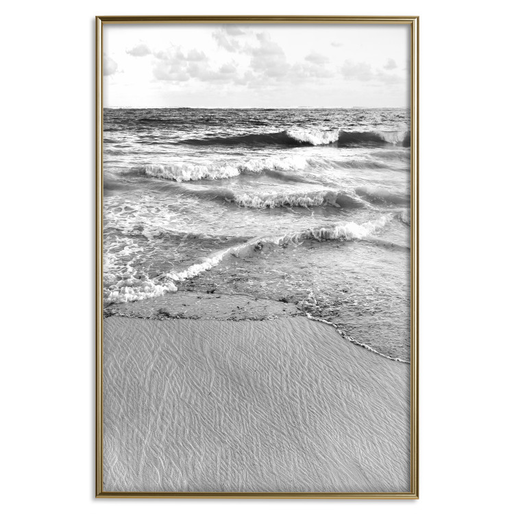 Poster Gentle Waves - seascape landscape of sea and beach in black and white motif 123815 additionalImage 20