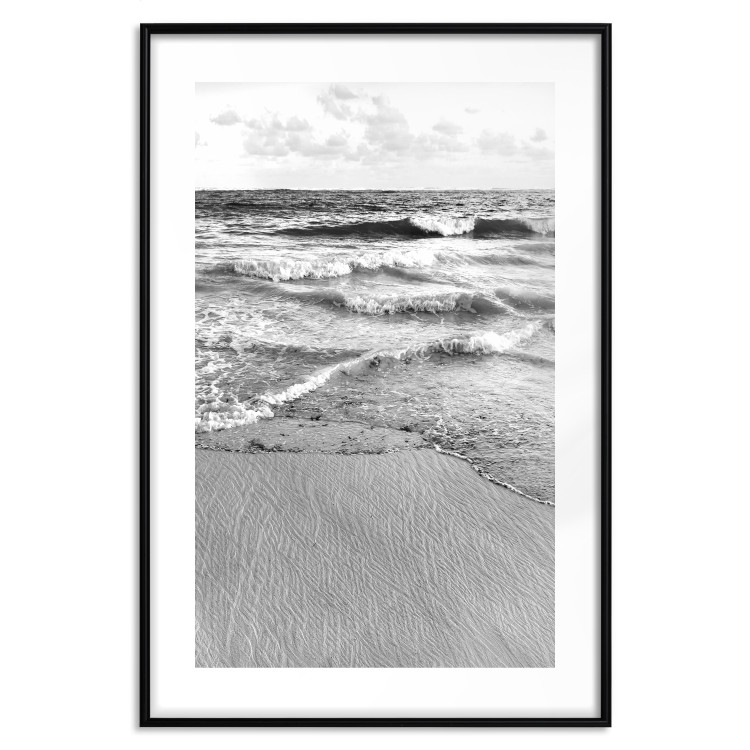 Poster Gentle Waves - seascape landscape of sea and beach in black and white motif 123815 additionalImage 15