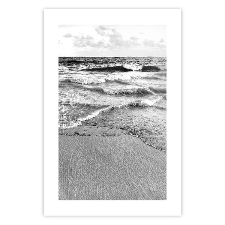 Poster Gentle Waves - seascape landscape of sea and beach in black and white motif 123815 additionalImage 19