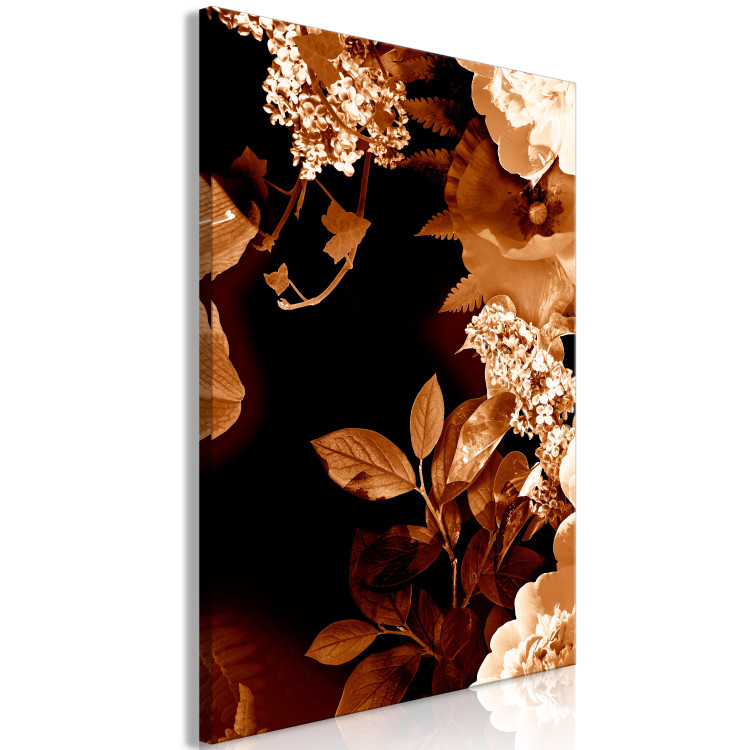 Canvas Autumn floral composition - floristic motif in sepia and white 123915 additionalImage 2