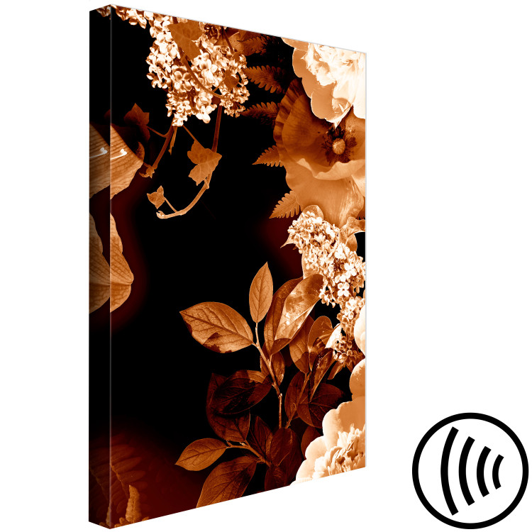 Canvas Autumn floral composition - floristic motif in sepia and white 123915 additionalImage 6