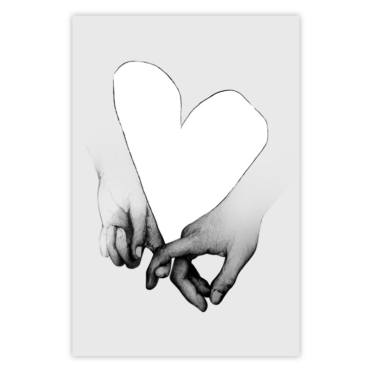 Wall Poster Our Space - black and white clasped hands forming a heart 125415