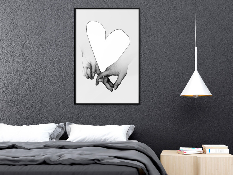 Wall Poster Our Space - black and white clasped hands forming a heart 125415 additionalImage 3