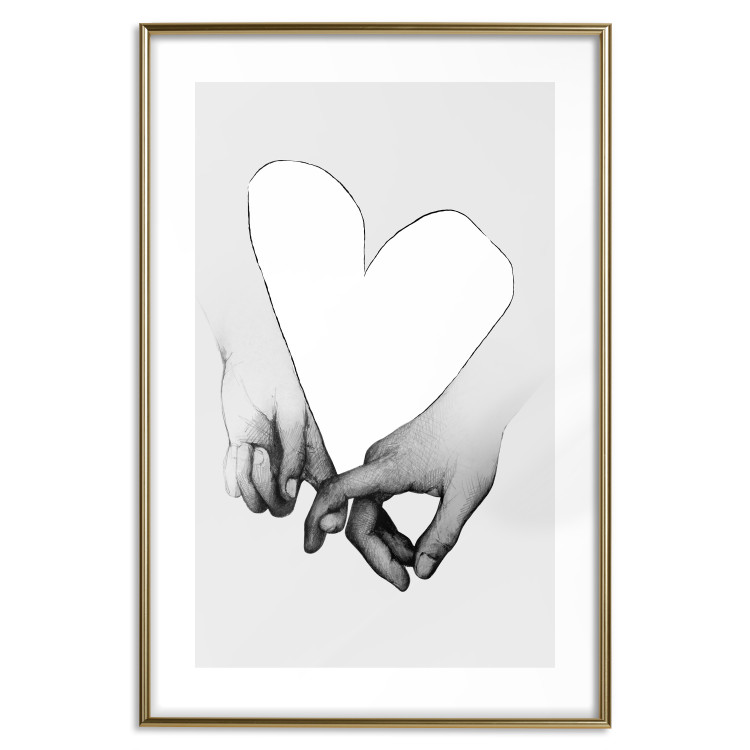 Wall Poster Our Space - black and white clasped hands forming a heart 125415 additionalImage 14