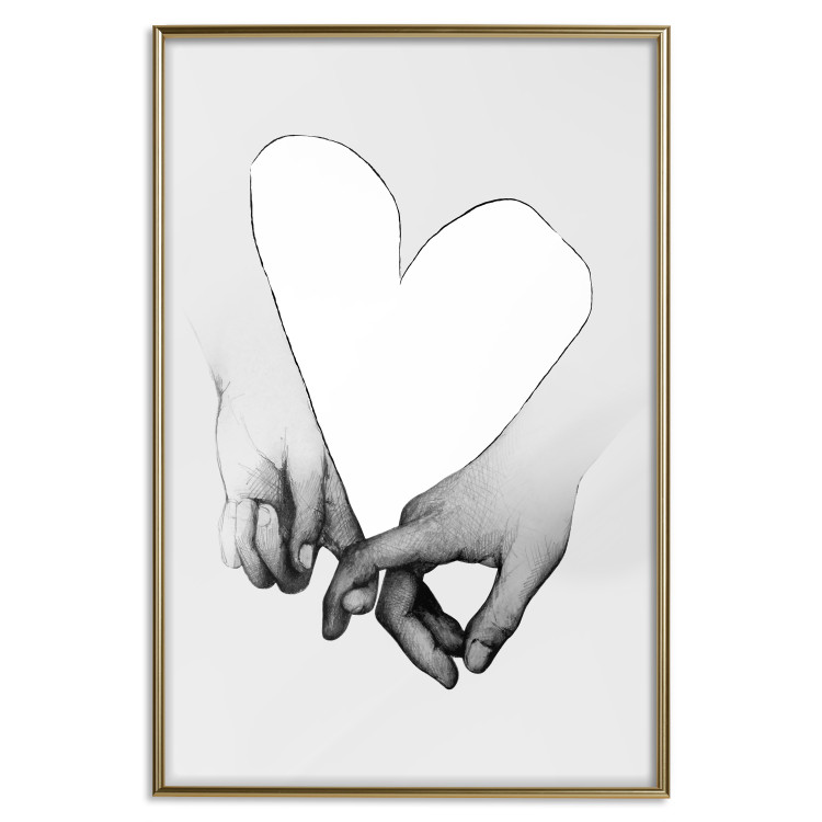 Wall Poster Our Space - black and white clasped hands forming a heart 125415 additionalImage 16