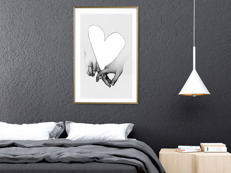 Wall Poster Our Space - black and white clasped hands forming a heart 125415 additionalImage 13