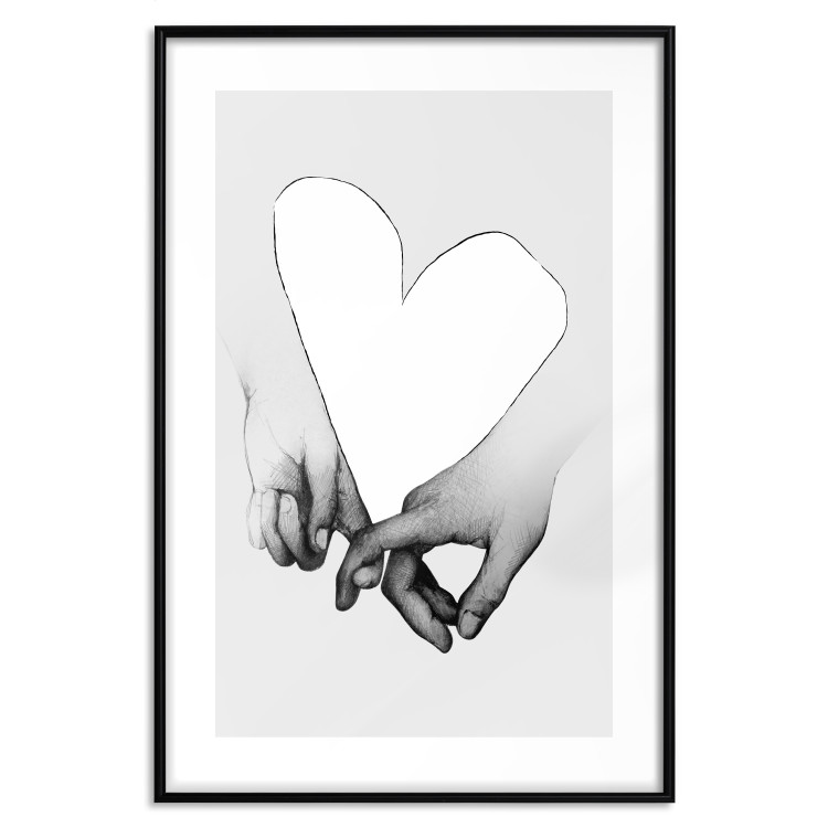 Wall Poster Our Space - black and white clasped hands forming a heart 125415 additionalImage 15