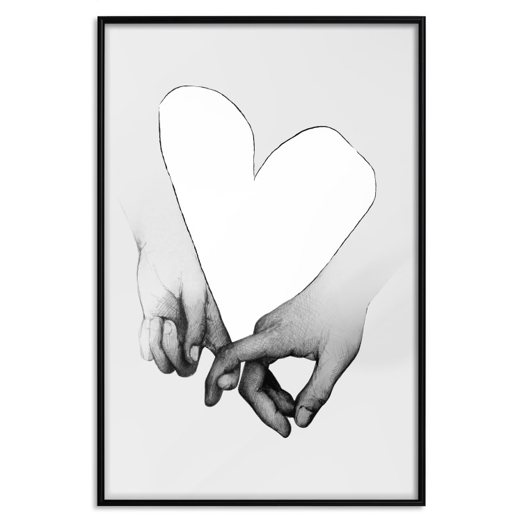Wall Poster Our Space - black and white clasped hands forming a heart 125415 additionalImage 18