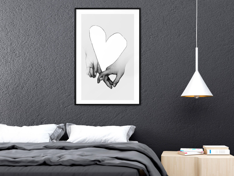 Wall Poster Our Space - black and white clasped hands forming a heart 125415 additionalImage 4