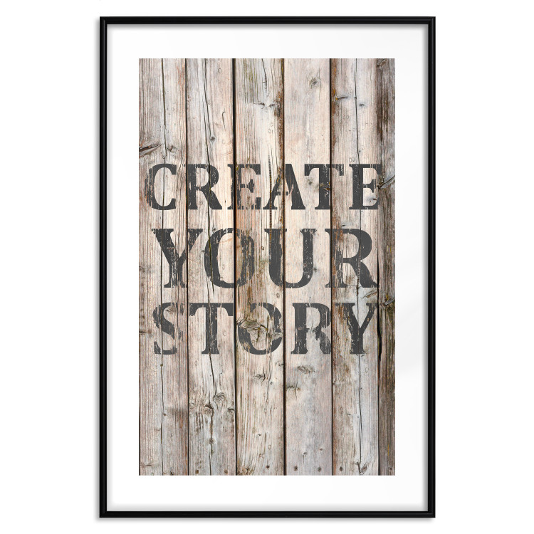 Poster Retro: Create Your Story - English text on a background of wooden planks 125715 additionalImage 27