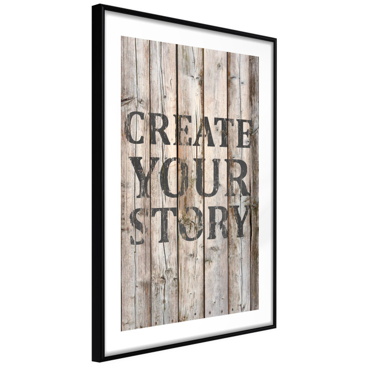 Poster Retro: Create Your Story - English text on a background of wooden planks 125715 additionalImage 11