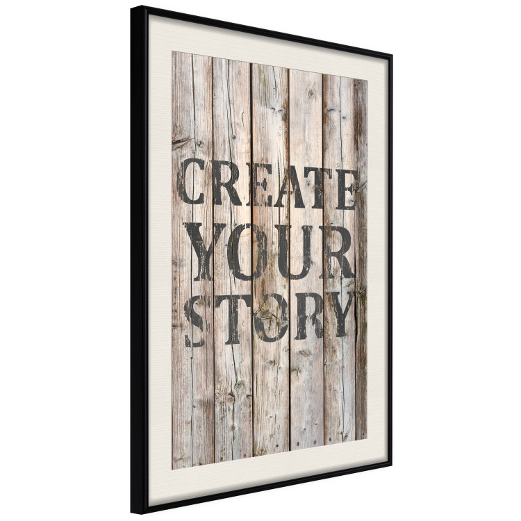 Poster Retro: Create Your Story - English text on a background of wooden planks 125715 additionalImage 3