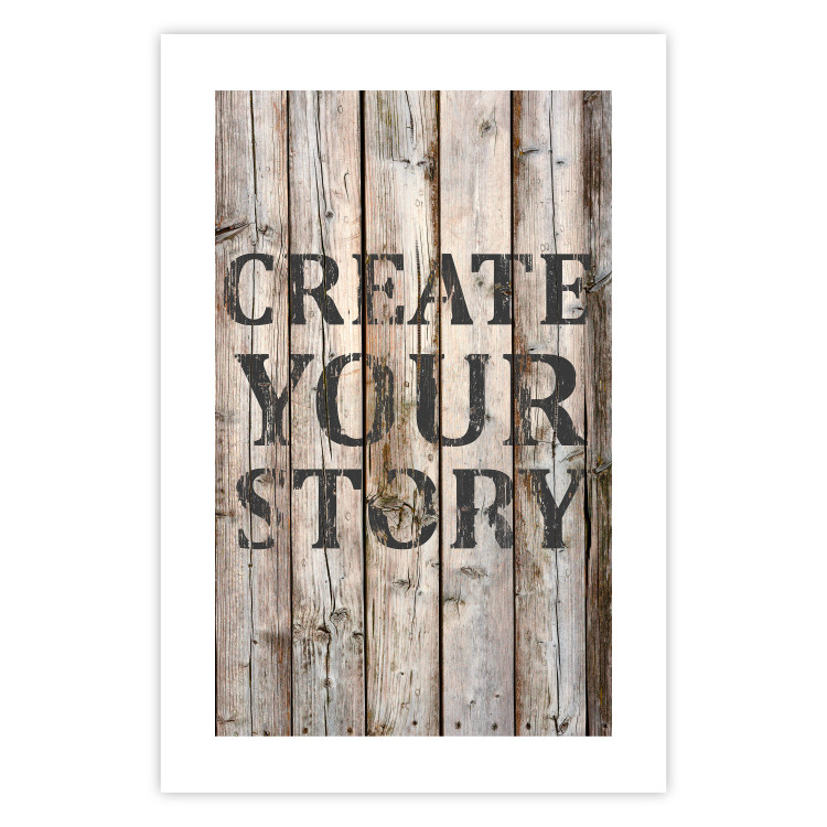 Poster Retro: Create Your Story - English text on a background of wooden planks 125715 additionalImage 24