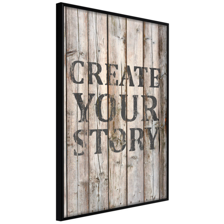 Poster Retro: Create Your Story - English text on a background of wooden planks 125715 additionalImage 10