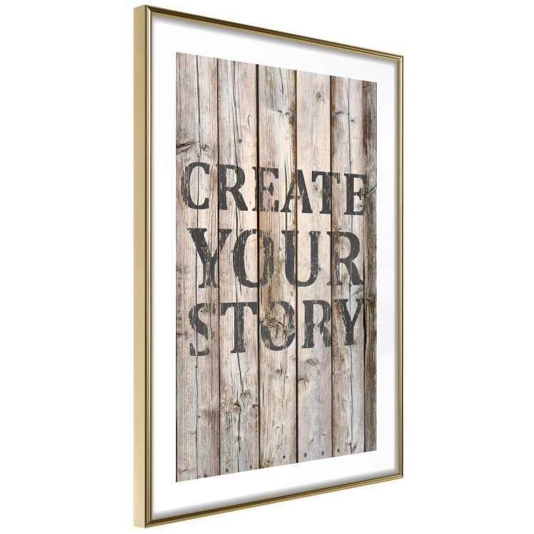 Poster Retro: Create Your Story - English text on a background of wooden planks 125715 additionalImage 6