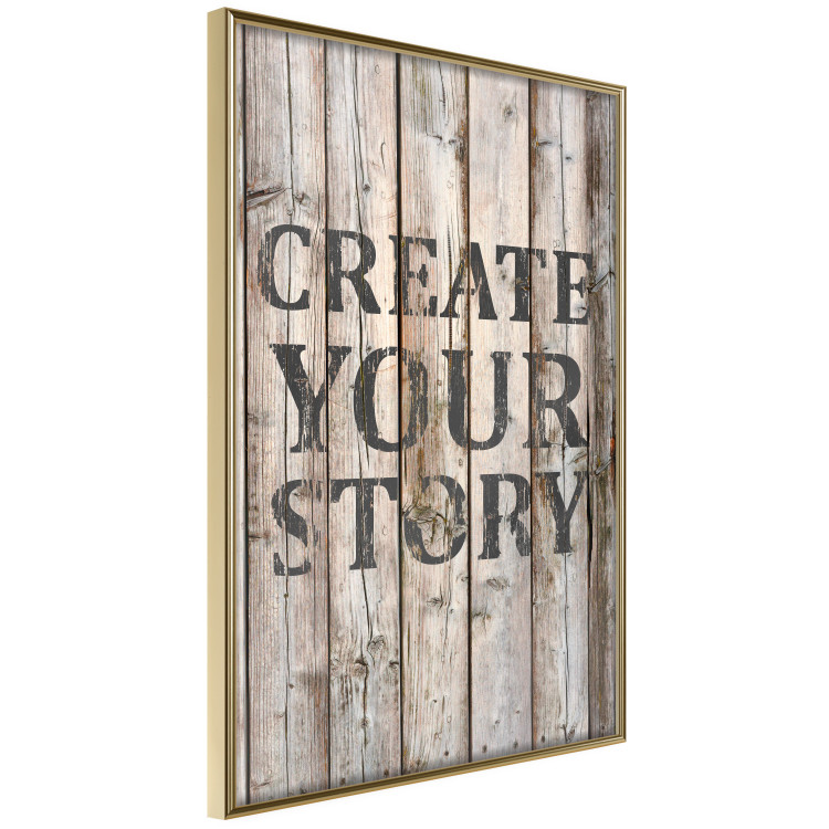 Poster Retro: Create Your Story - English text on a background of wooden planks 125715 additionalImage 12