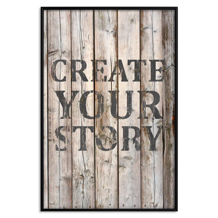 Poster Retro: Create Your Story - English text on a background of wooden planks 125715 additionalImage 25