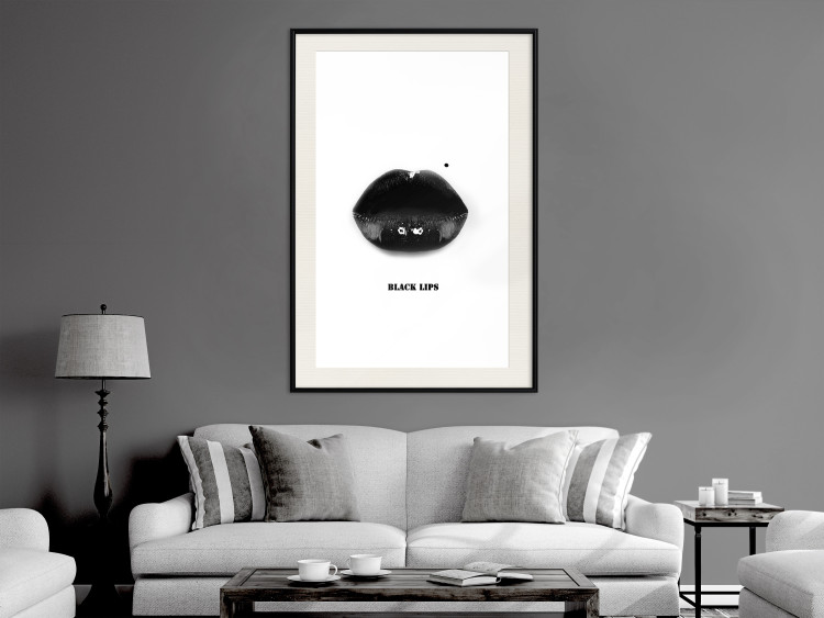 Poster Dark Lips - black lips and English text on a white background 125915 additionalImage 22