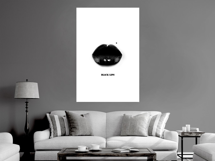 Poster Dark Lips - black lips and English text on a white background 125915 additionalImage 2