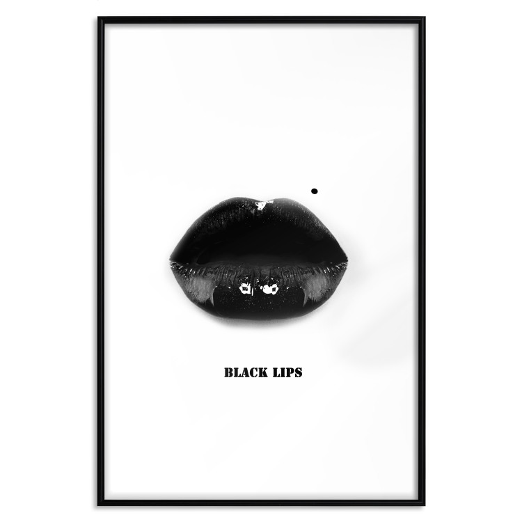 Poster Dark Lips - black lips and English text on a white background 125915 additionalImage 18