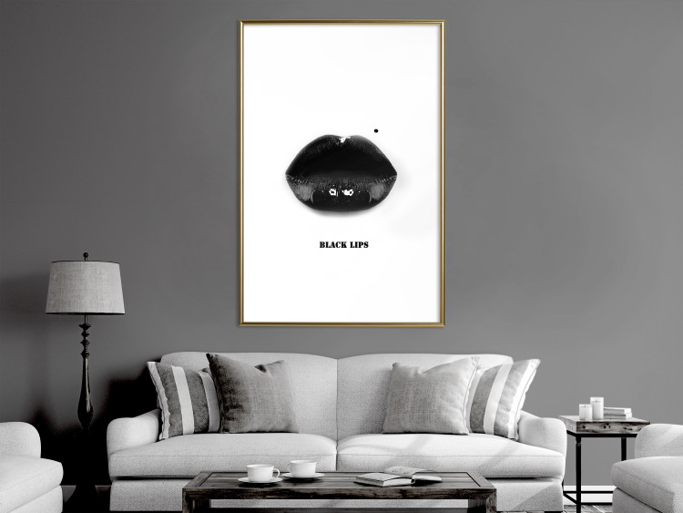 Poster Dark Lips - black lips and English text on a white background 125915 additionalImage 5