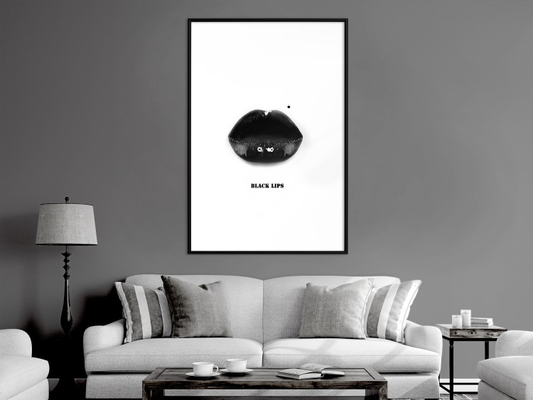 Poster Dark Lips - black lips and English text on a white background 125915 additionalImage 6