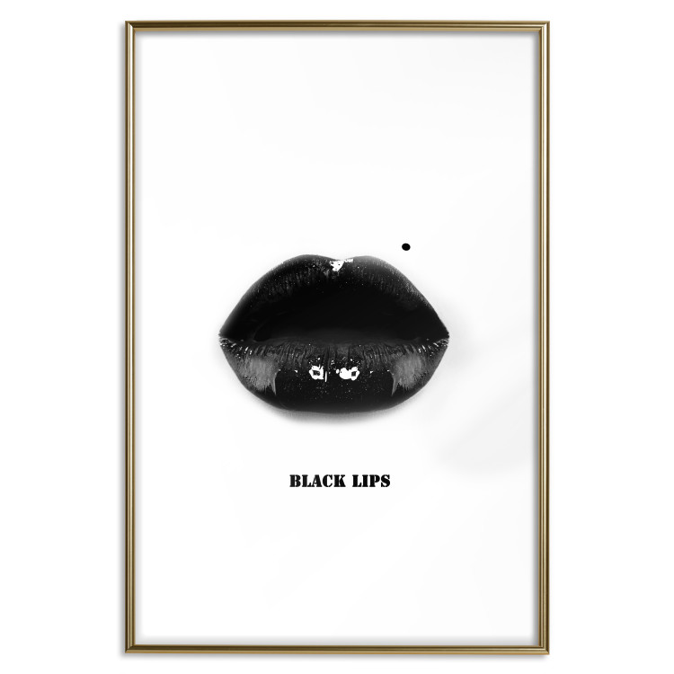 Poster Dark Lips - black lips and English text on a white background 125915 additionalImage 20