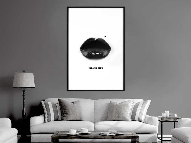 Poster Dark Lips - black lips and English text on a white background 125915 additionalImage 3