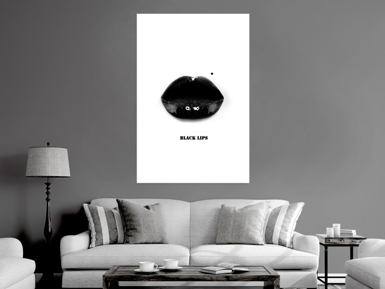 Poster Dark Lips - black lips and English text on a white background 125915 additionalImage 23