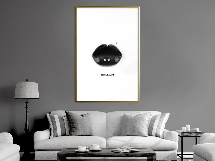 Poster Dark Lips - black lips and English text on a white background 125915 additionalImage 13