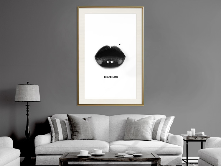 Poster Dark Lips - black lips and English text on a white background 125915 additionalImage 21