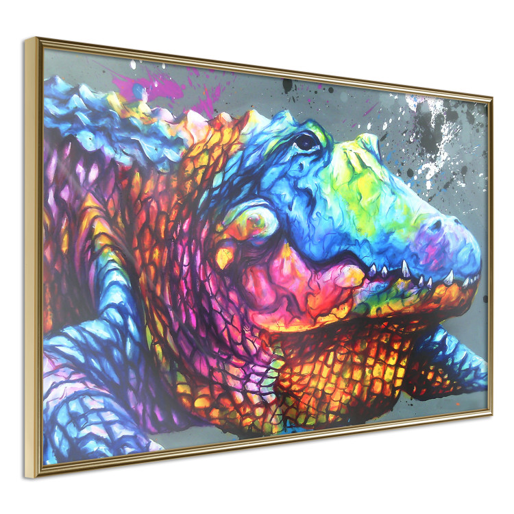 Poster Colorful Alligator - colorful abstract animal on a blue background 127415 additionalImage 12