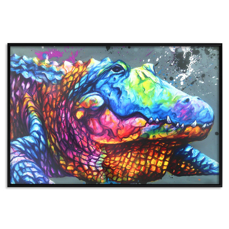 Poster Colorful Alligator - colorful abstract animal on a blue background 127415 additionalImage 16