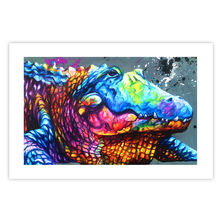 Poster Colorful Alligator - colorful abstract animal on a blue background 127415 additionalImage 19