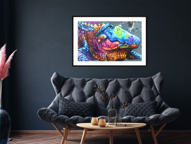 Poster Colorful Alligator - colorful abstract animal on a blue background 127415 additionalImage 18