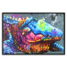 Poster Colorful Alligator - colorful abstract animal on a blue background 127415 additionalThumb 16