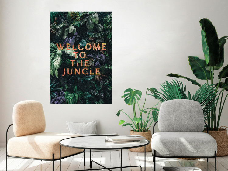 Poster Welcome to the Jungle - red English inscription on a jungle background 128815 additionalImage 4