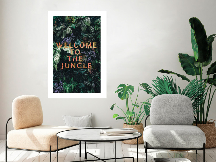 Poster Welcome to the Jungle - red English inscription on a jungle background 128815 additionalImage 3