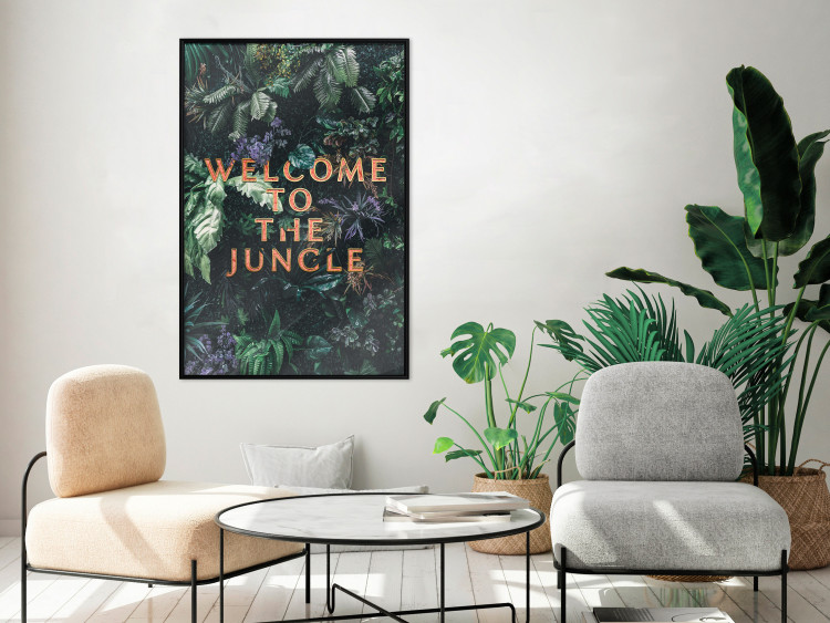 Poster Welcome to the Jungle - red English inscription on a jungle background 128815 additionalImage 6